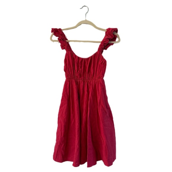 Abercrombie & Fitch Pink Mini Babydoll Ruffle Sleeve Linen Dress - Women’s S - Picture 5 of 16